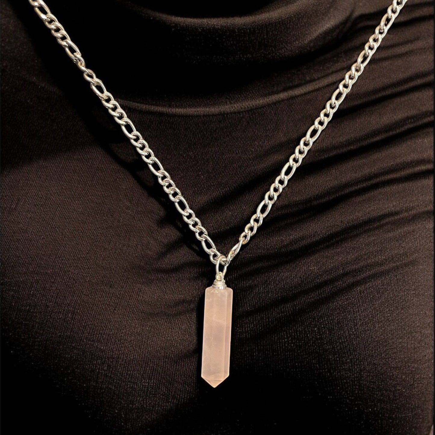 Collier - Quartz rose en pointe